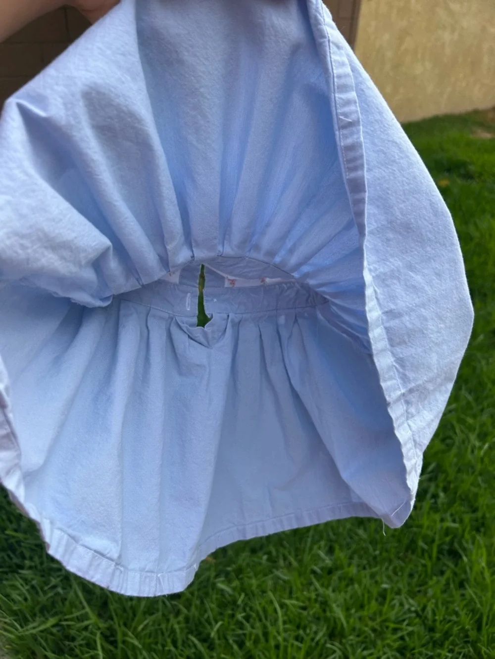 GAP Blue Baby Dress with Pink Rose Embroidery